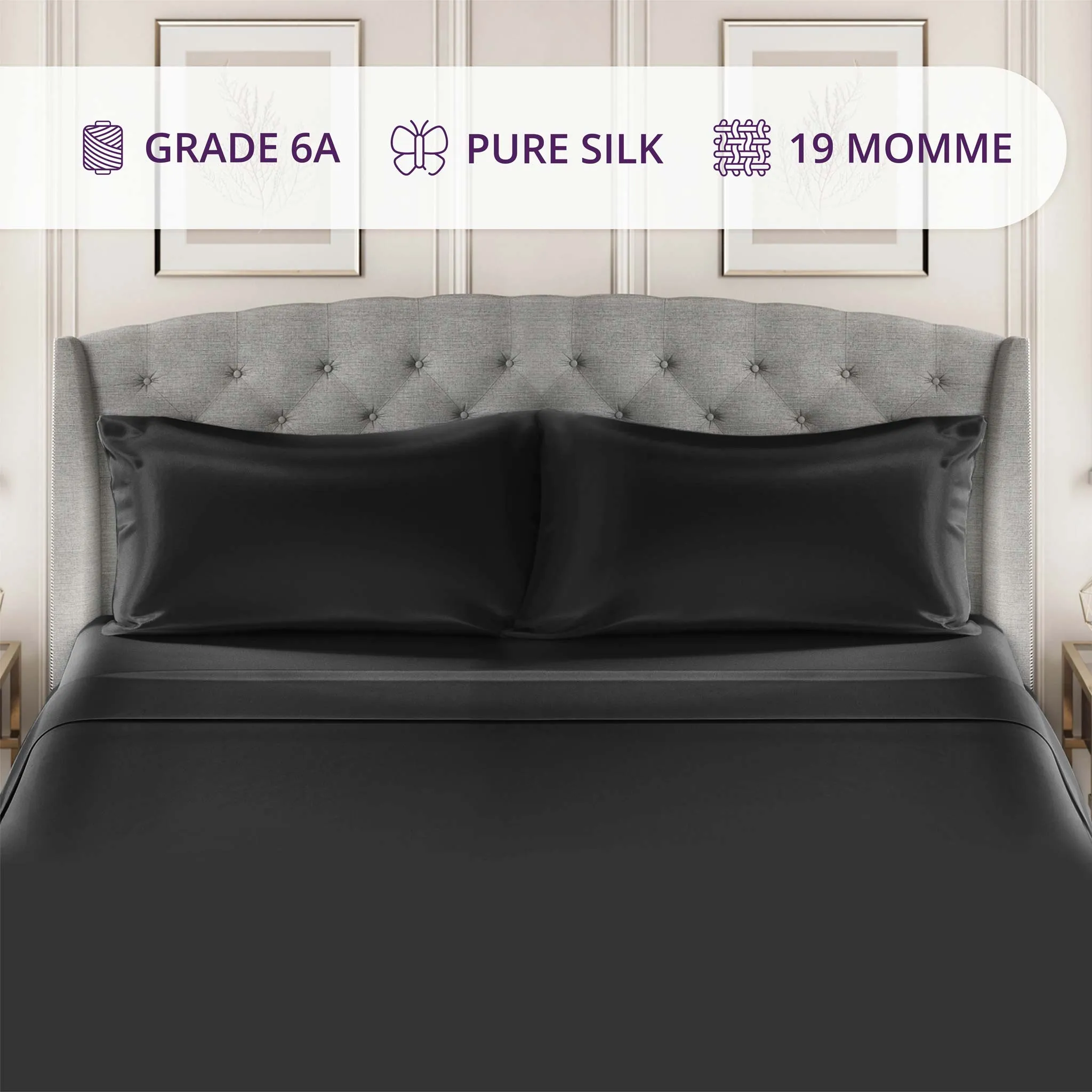 19 Momme Silk Sheet Set - Black