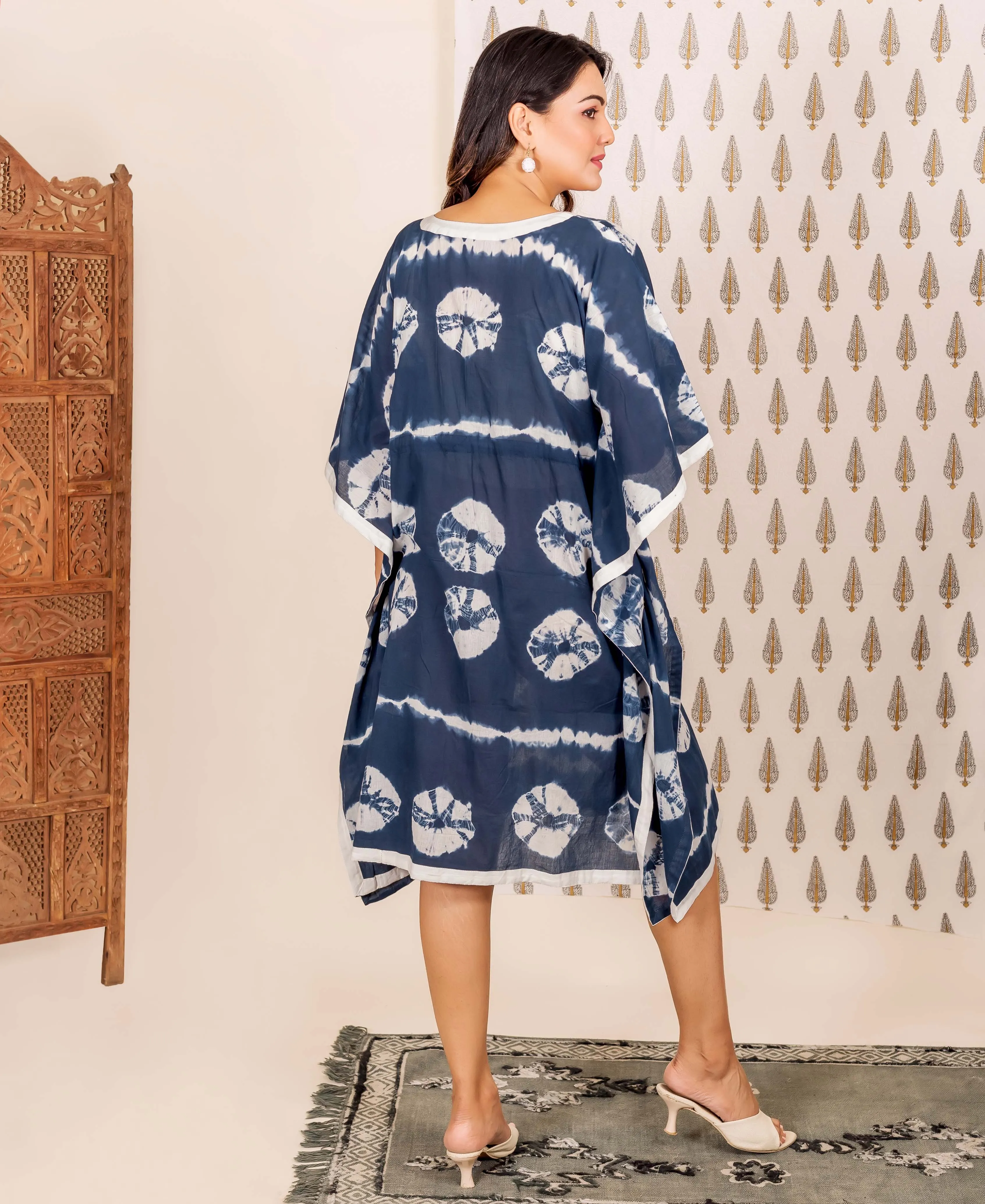 2 Piece Navy Blue Tie and Dye Kaftan Set