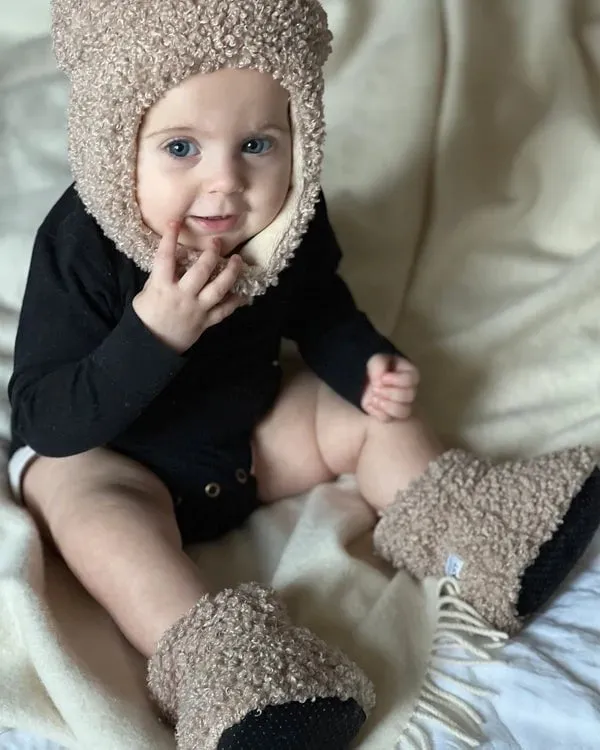 7AM - Baby Booties - Teddy - Oatmeal