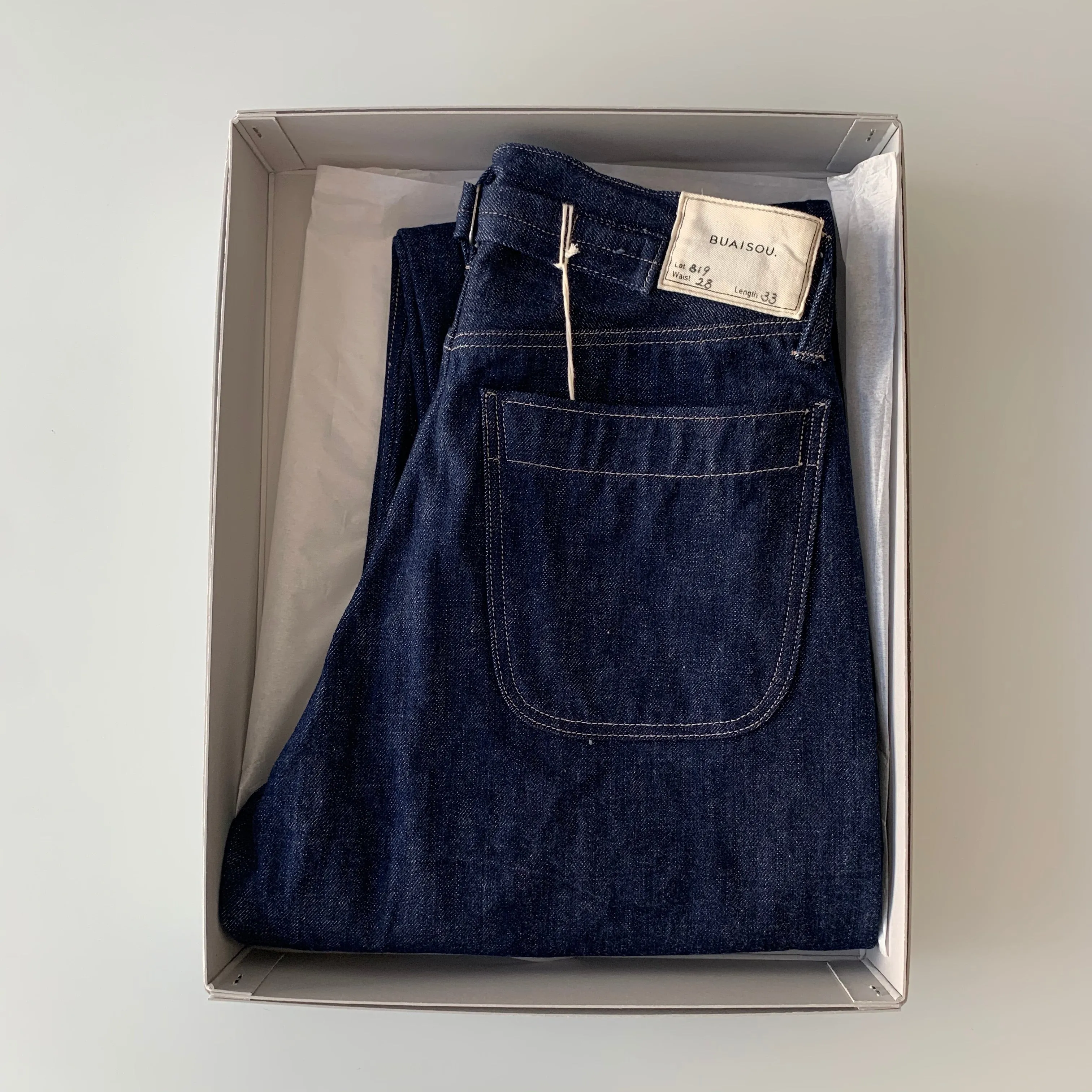 819 Denim 13.5oz Selvedge - Hi-Rise Wide Tapered - Sukumo Natural Indigo Hand-Dyed