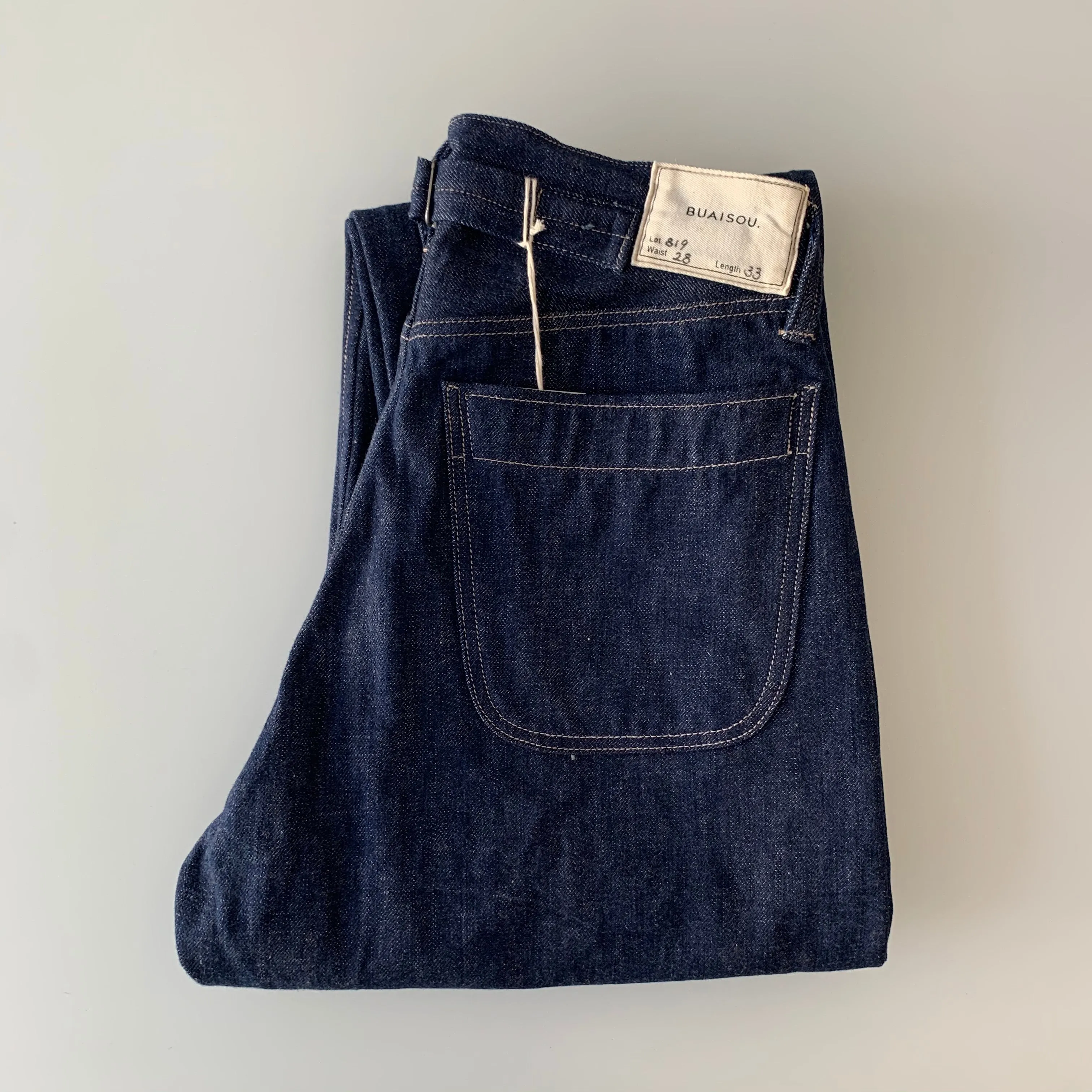 819 Denim 13.5oz Selvedge - Hi-Rise Wide Tapered - Sukumo Natural Indigo Hand-Dyed