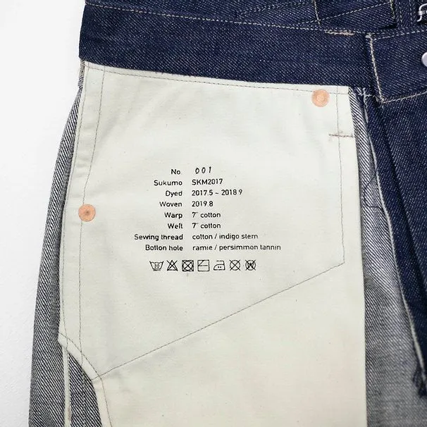 819 Denim 13.5oz Selvedge - Hi-Rise Wide Tapered - Sukumo Natural Indigo Hand-Dyed