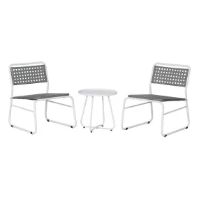 Acanva 3-Piece Mid-Century Modern Faux Rattan Conversation Outdoor Patio Set