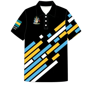 ADULT POLO SHIRT TOP SHORT SLEEVE BLACK | TEAM BAHAMAS | PSNLZ'D