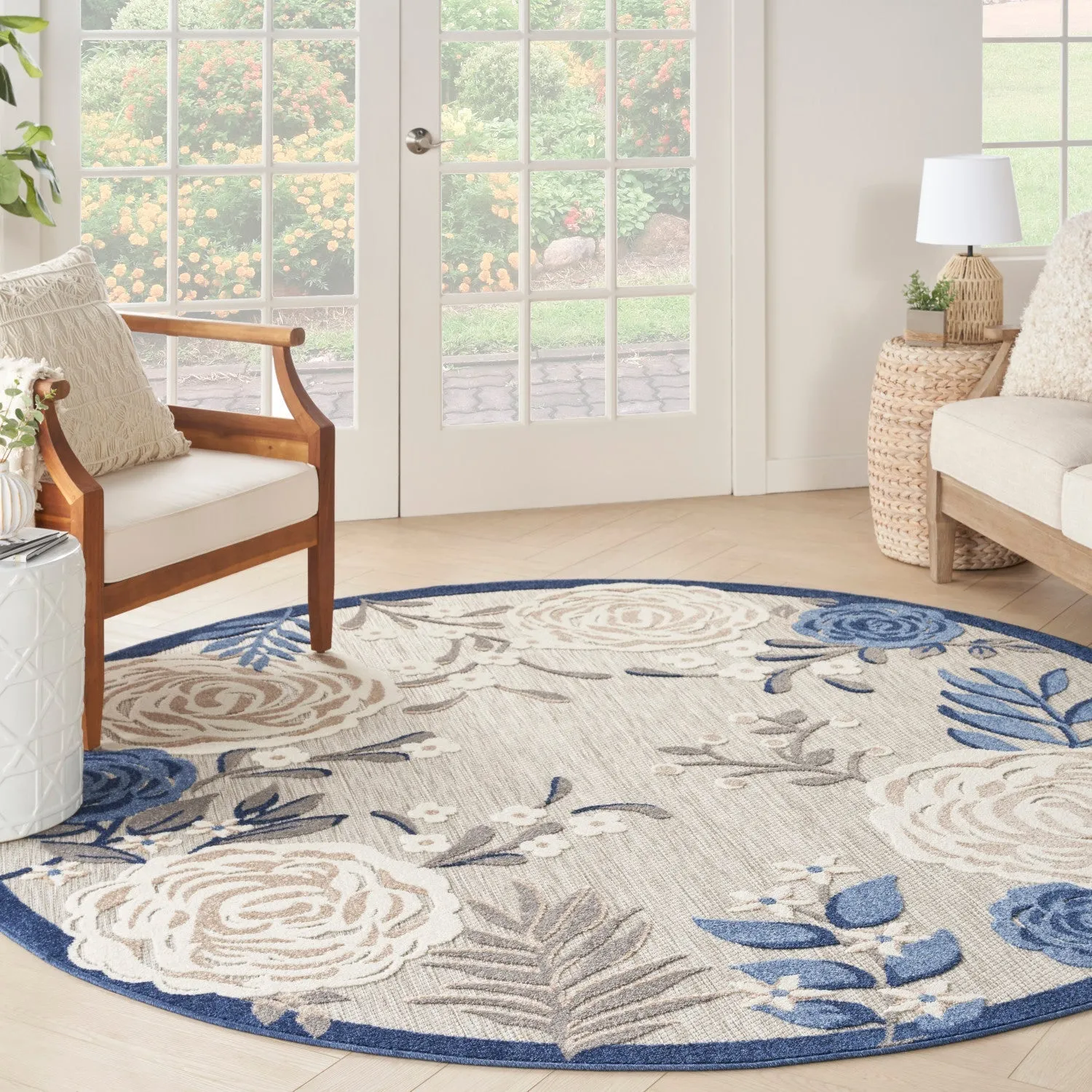 Aloha Blue Grey Contemporary Indoor/Outdoor Rug