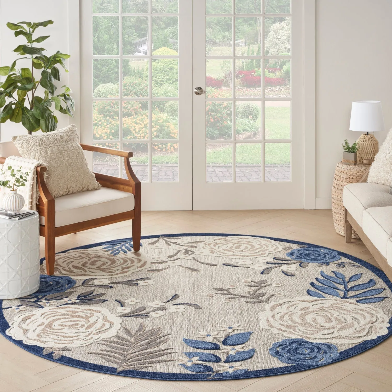 Aloha Blue Grey Contemporary Indoor/Outdoor Rug