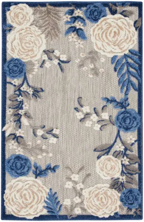 Aloha Blue Grey Contemporary Indoor/Outdoor Rug