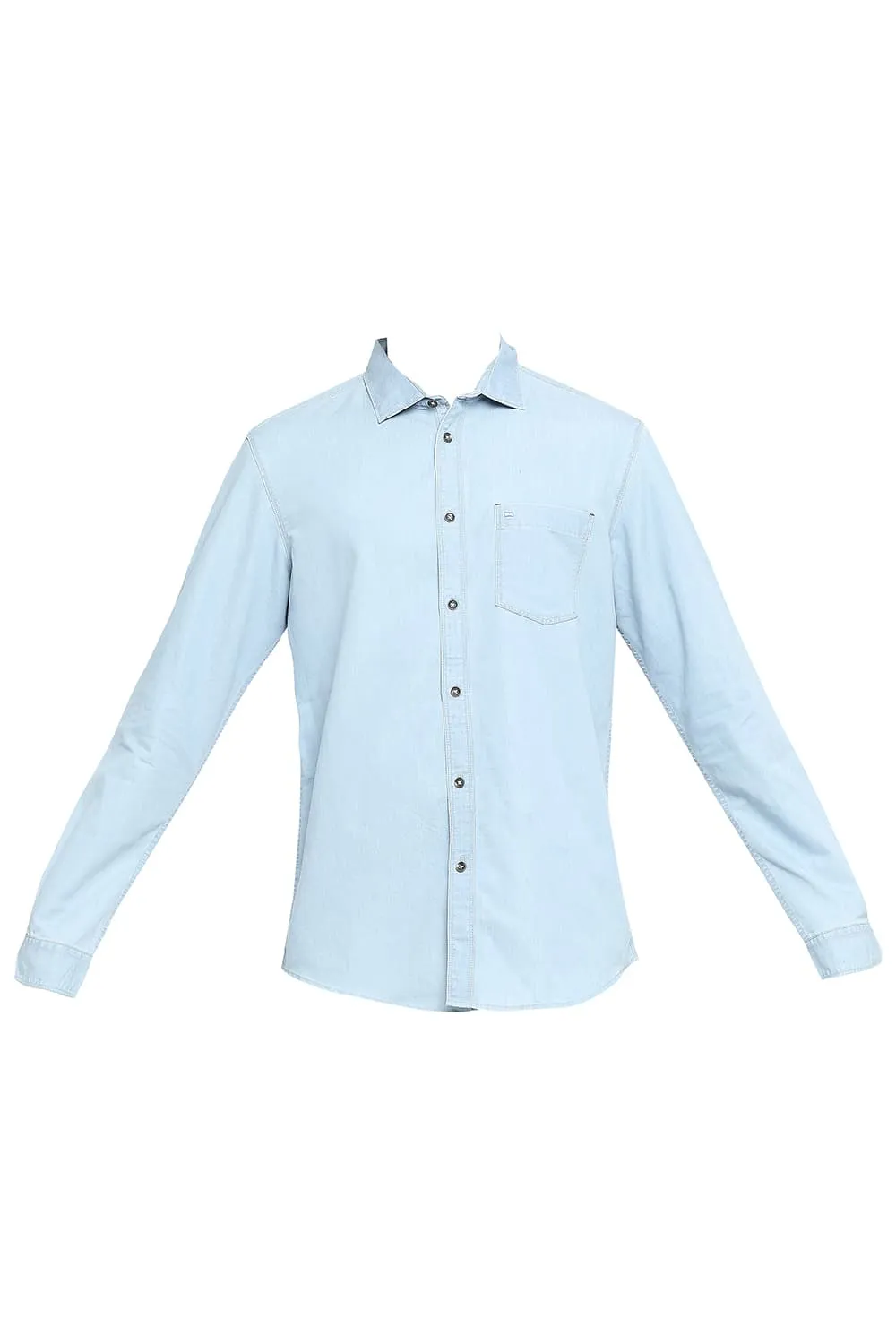 Basics Slim Fit Cotton Polyester Indigo Shirt