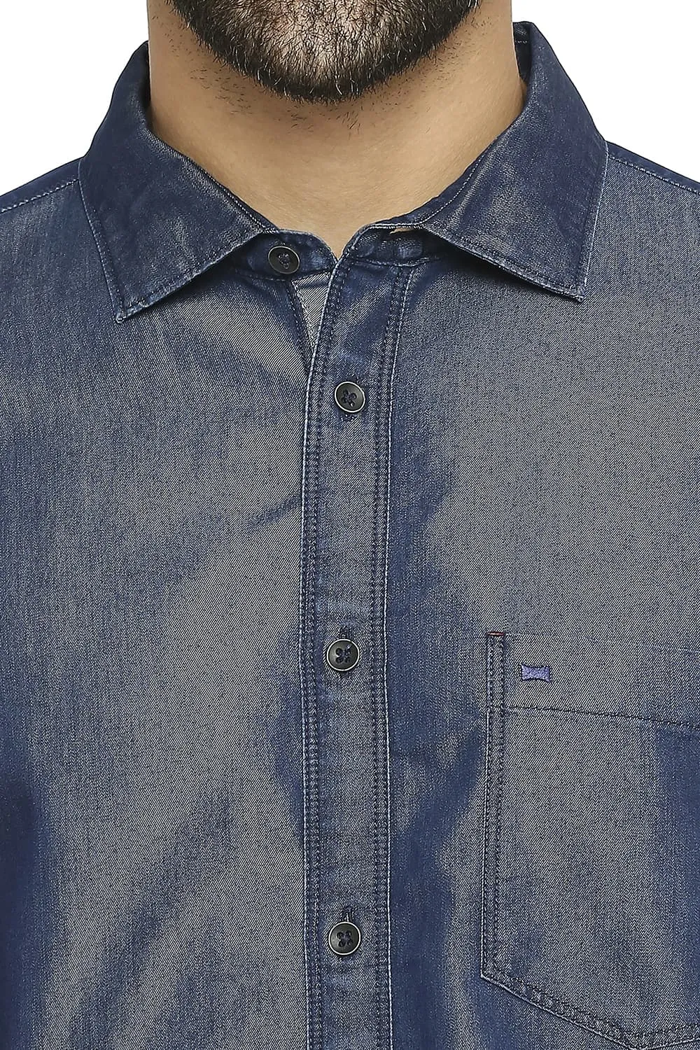 Basics Slim Fit Cotton Polyester Indigo Shirt