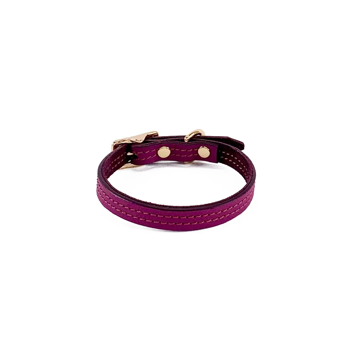 Beverly Classic Leather Dog Collar Amethyst