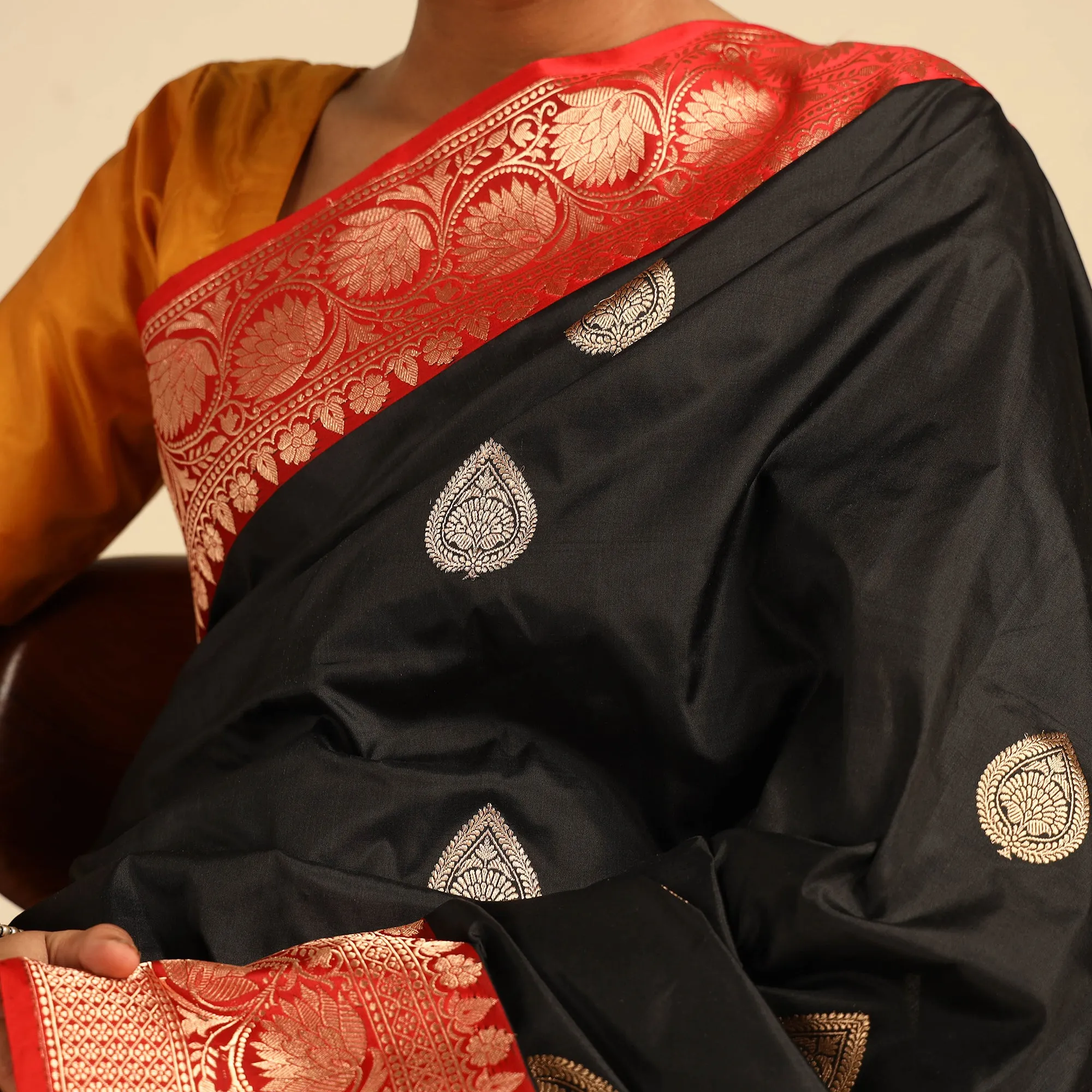 Black - Banarasi Handloom Pure Katan Silk Kaduwa Zari Buti Saree