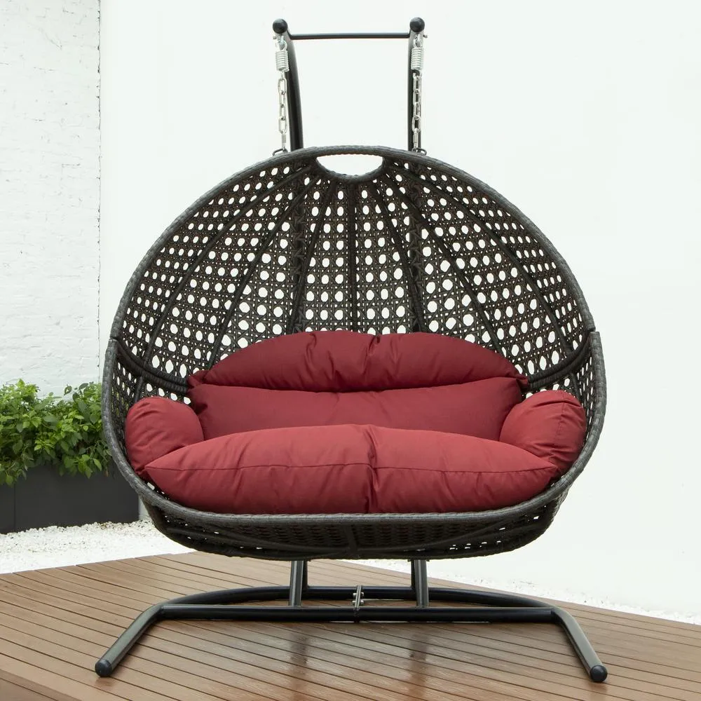 Black Bohemian Wicker Hanging Double Egg Swing Chair