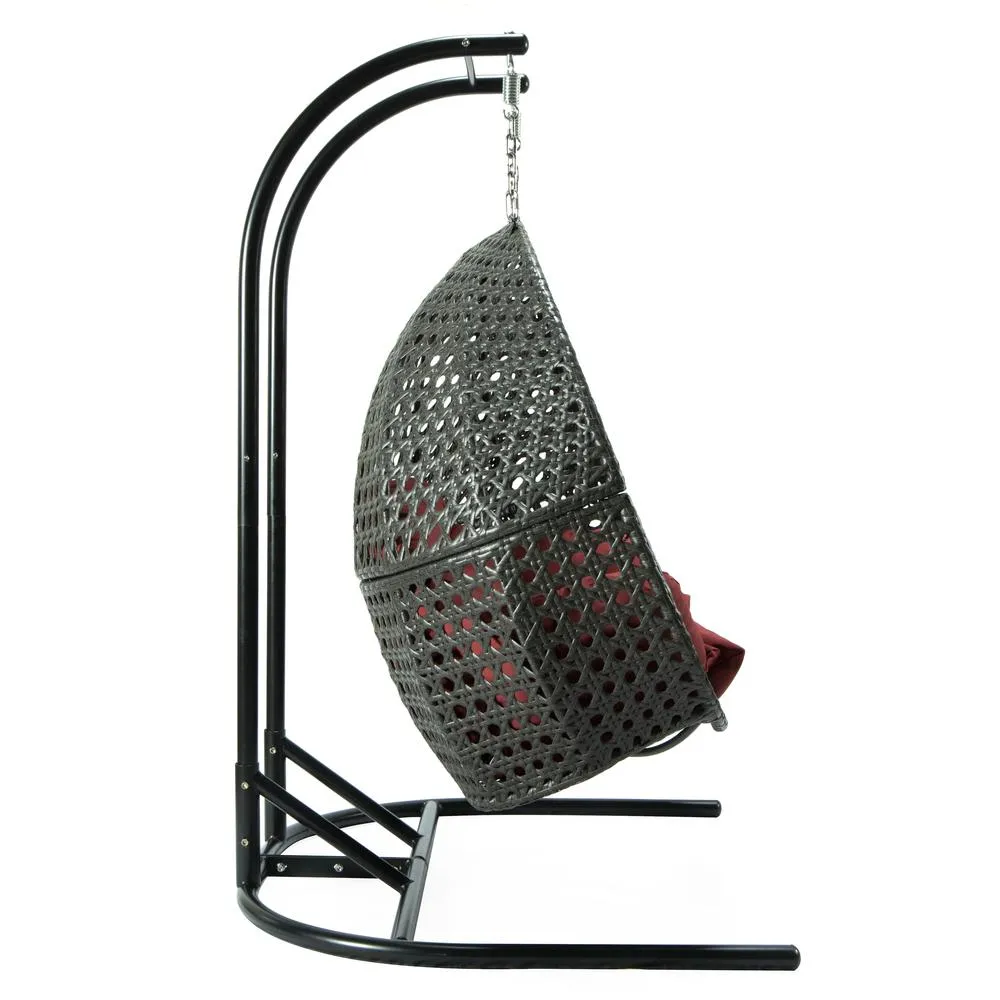 Black Bohemian Wicker Hanging Double Egg Swing Chair