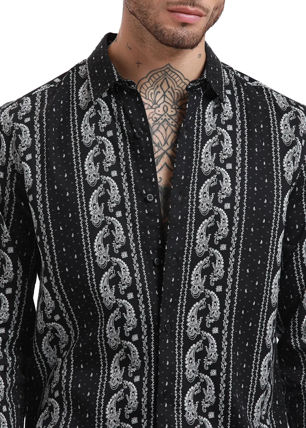 Bohemian Bliss Black Paisley Shirt