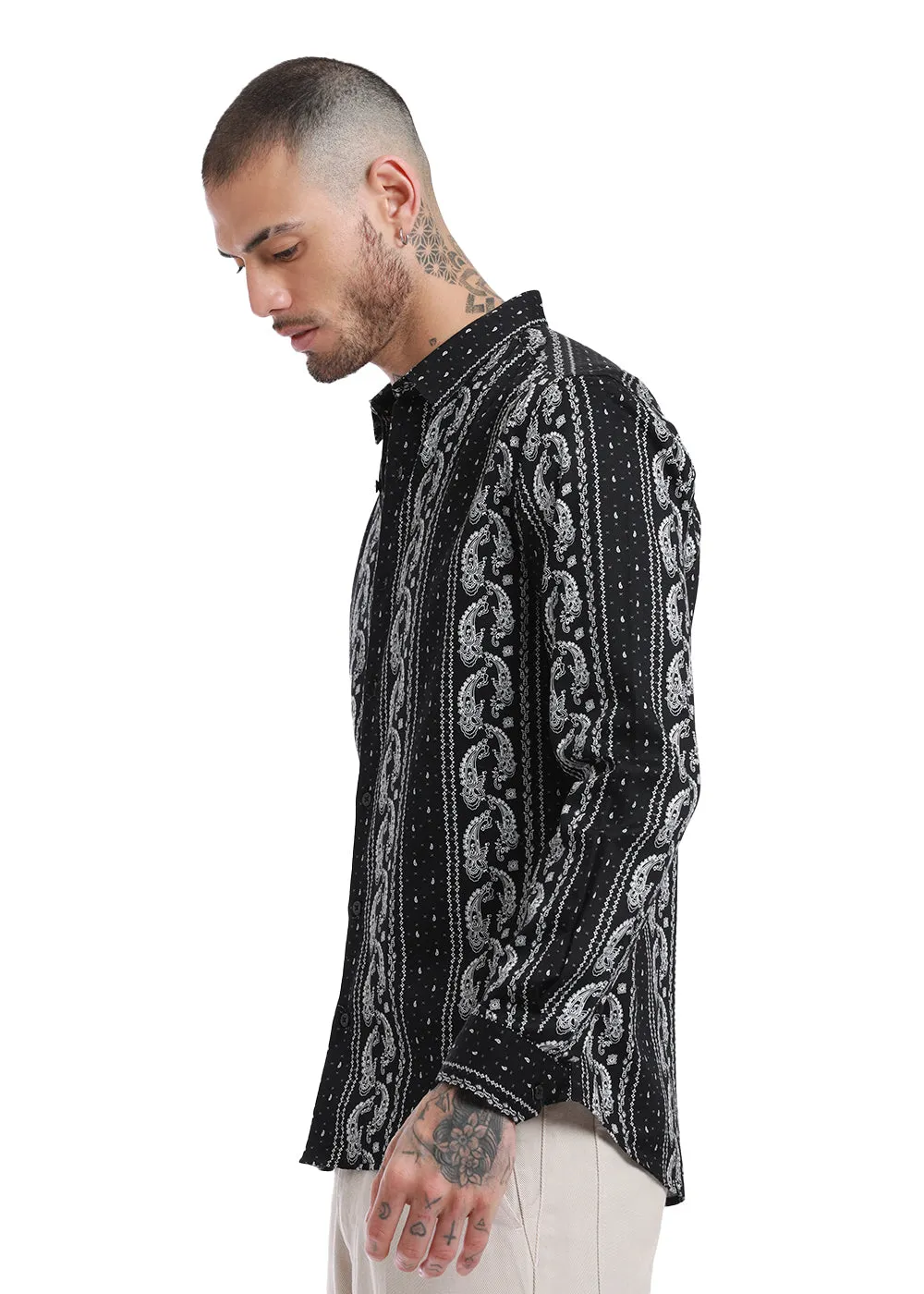 Bohemian Bliss Black Paisley Shirt