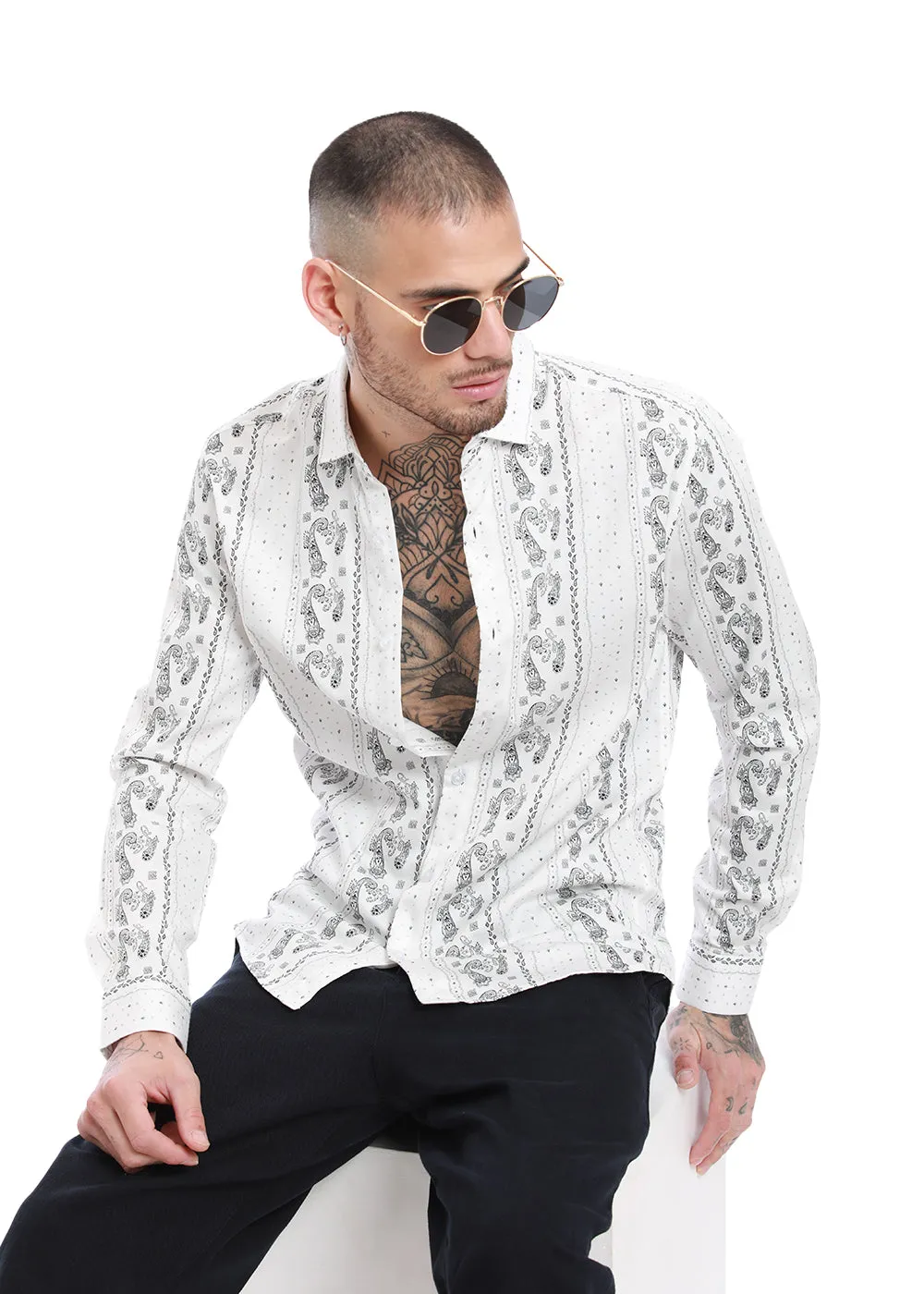 Bohemian Bliss White Paisley Shirt