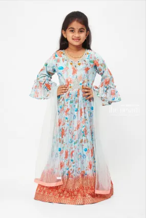 Bohemian Floral Aliacut Anarkali Dress for Girls - Vibrant & Traditional