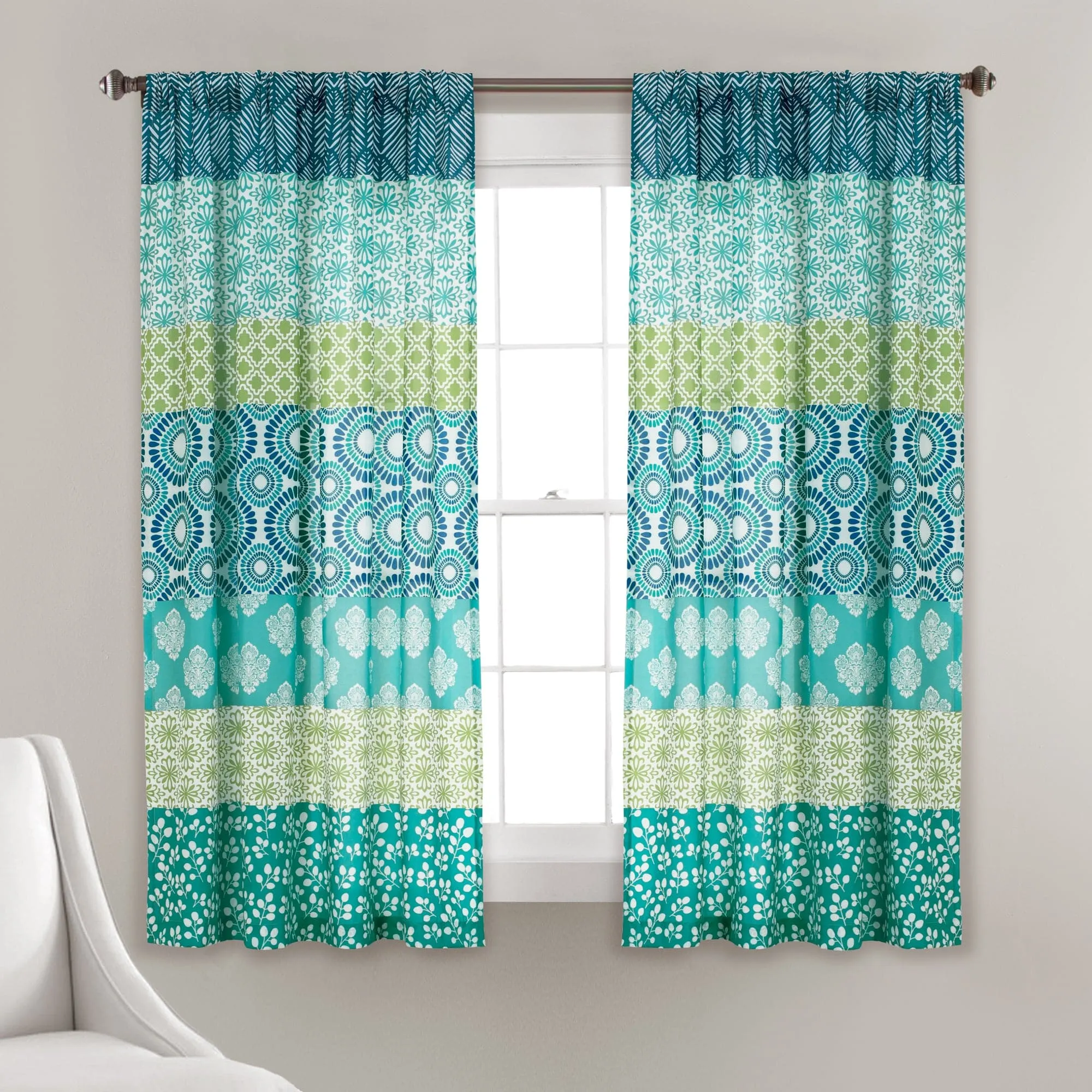 Bohemian Stripe Window Curtain Panel Set