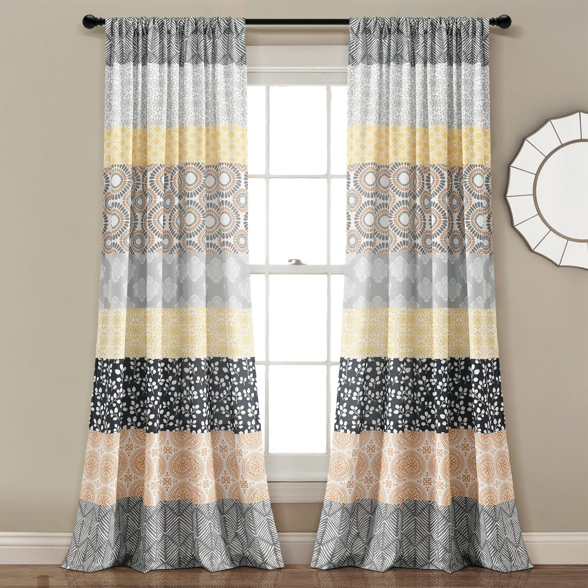 Bohemian Stripe Window Curtain Panel Set