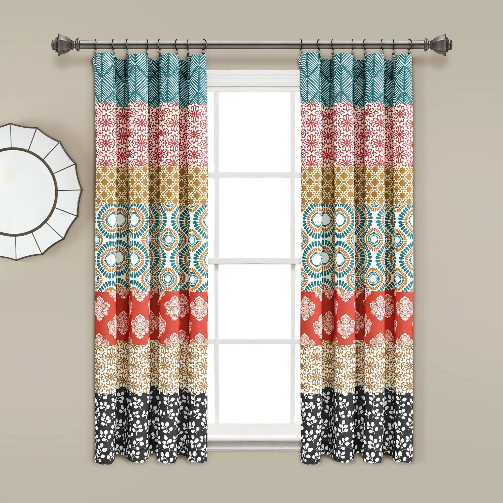 Bohemian Stripe Window Curtain Panel Set