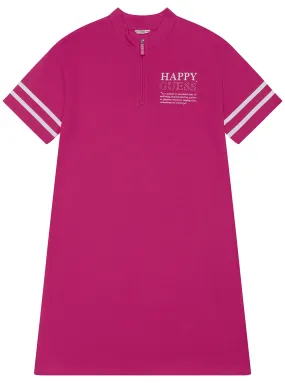 Bright Pink French Terry Short Sleeve Dress (2-7)