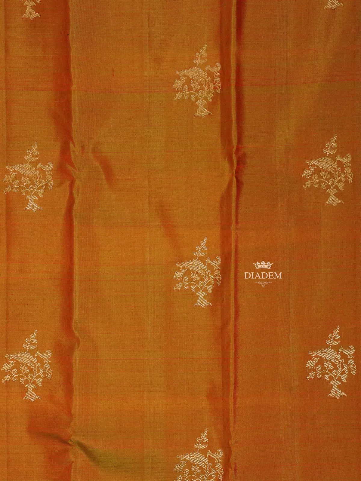 Brown Pure Kanchipuram Bridal Silk Saree with Floral Motif on the Body with Zari Border