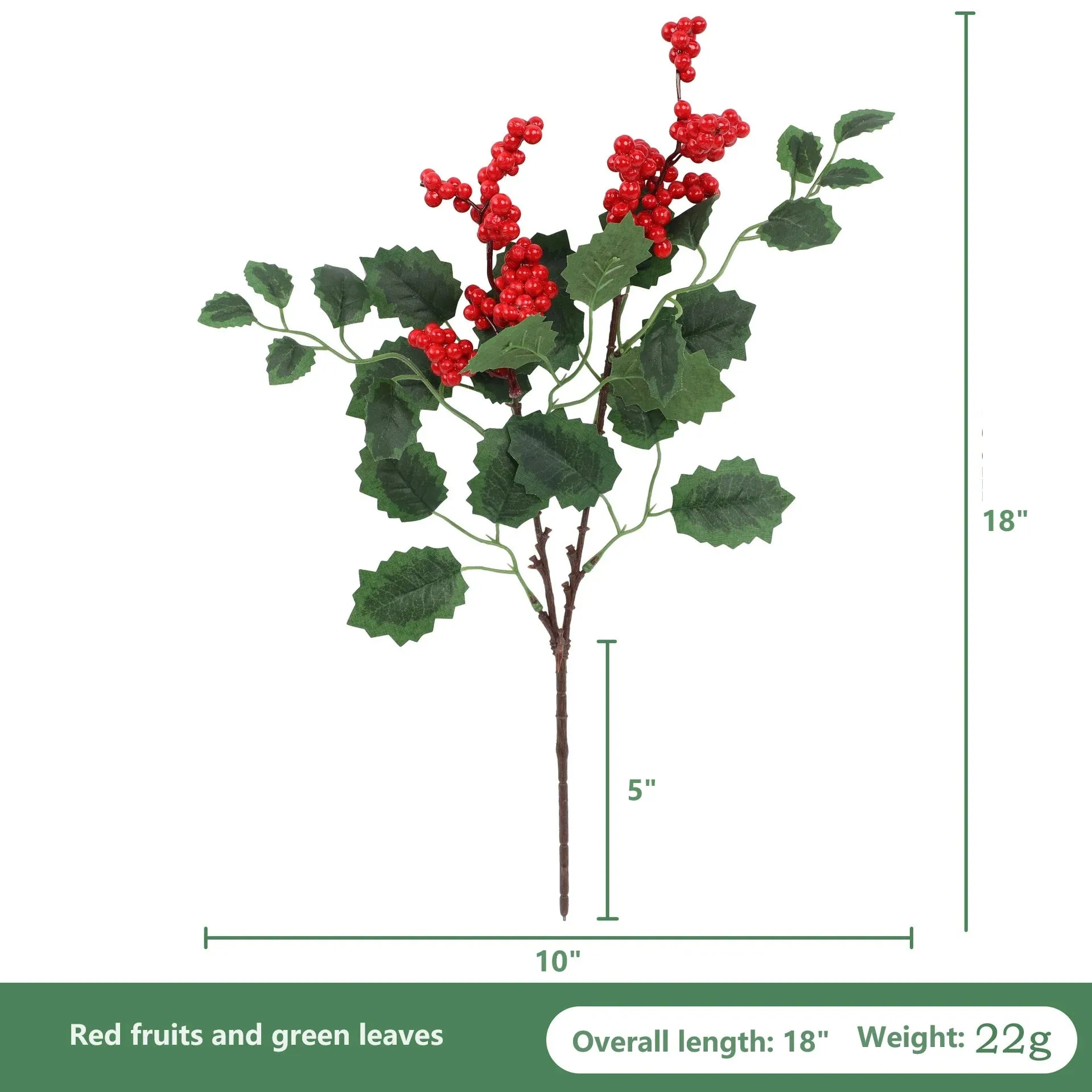 Bulk 6 Bush 18" Artificial Christmas Picking Red Berry Branches Wholesale