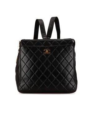 Chanel Classic Quilted Leather Backpack Black