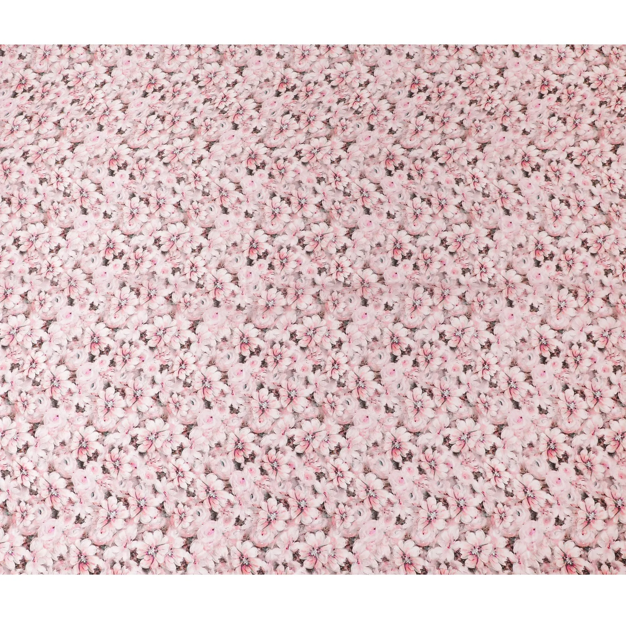 Cherry Blossom Pink Floral Silk Satin Fabric - Luxurious Soft Drape, 110cm Width, Made in India-D17700