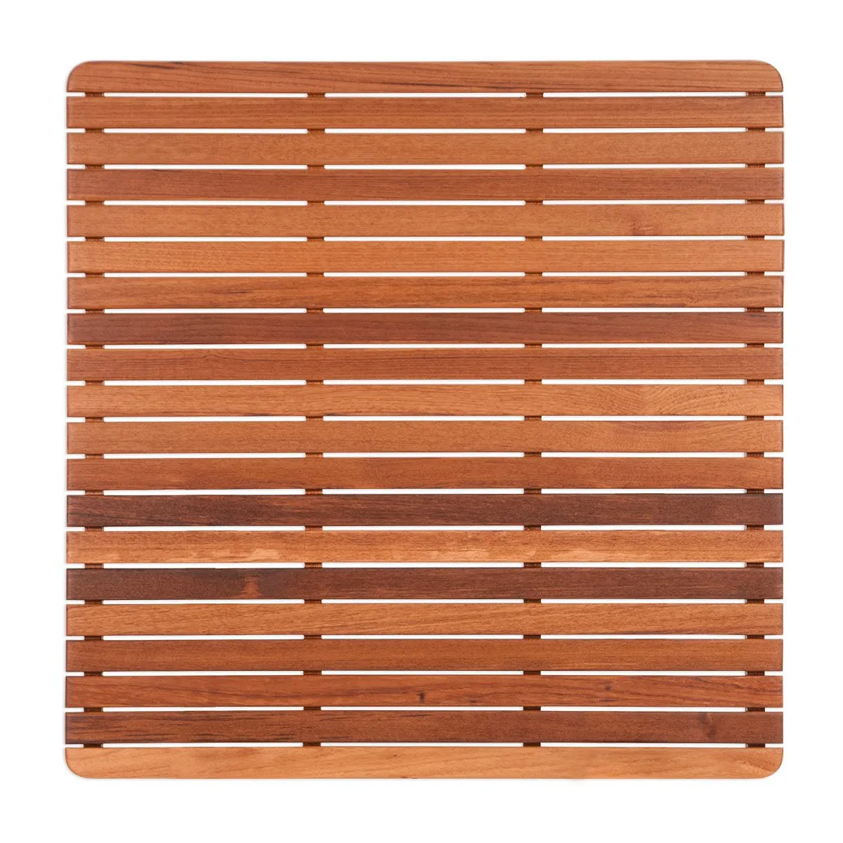 Classic Teak Slat Shower Mat/Round Corners