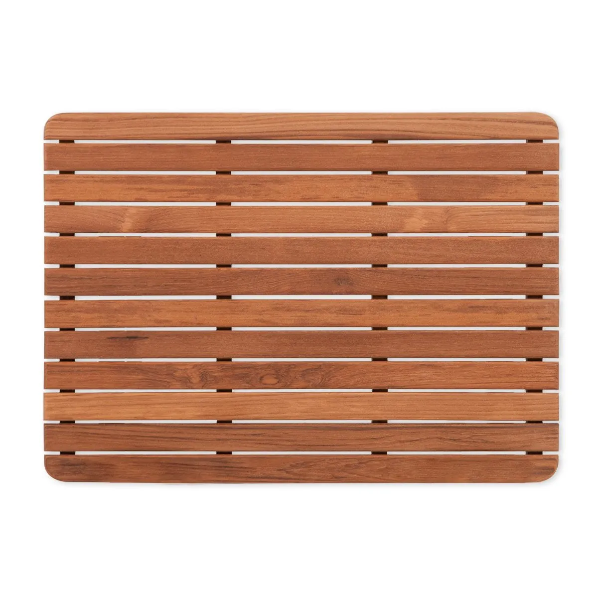 Classic Teak Slat Shower Mat/Round Corners