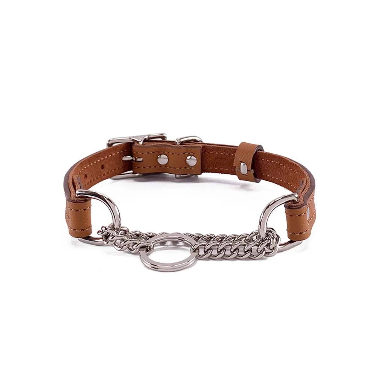 Colima Martingale Leather Dog Collar Hazelnut