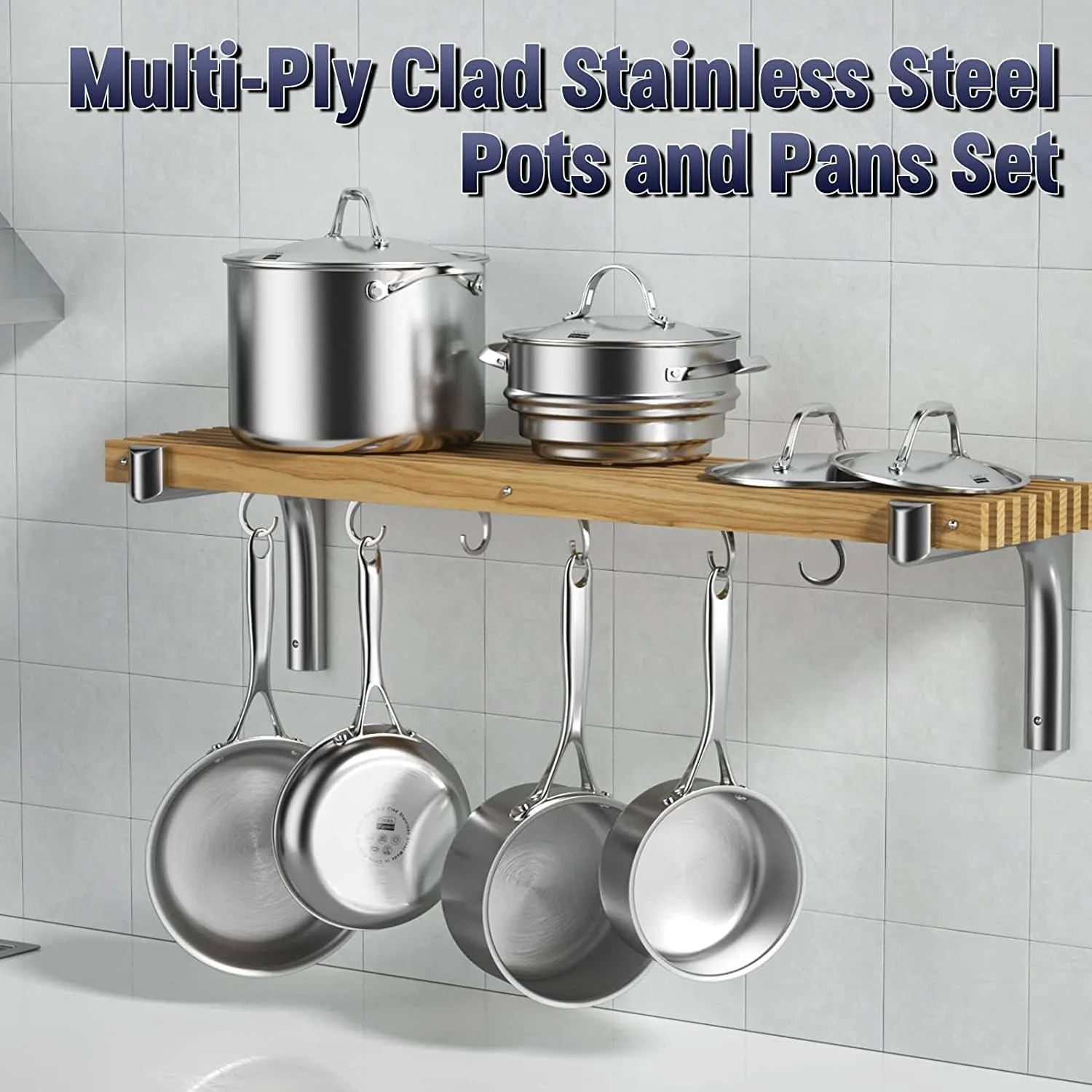 Cooks Standard 10 Piece Multi-Ply Clad Cookware Set, Stainless Steel