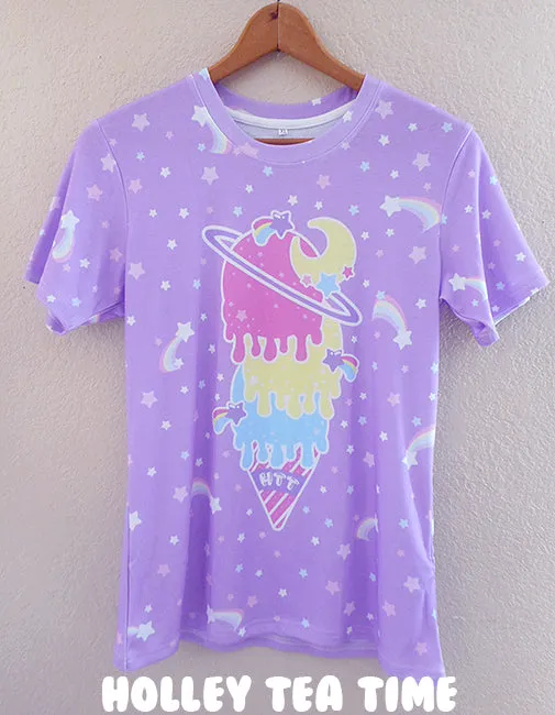 Cosmic ice cream purple  women's all over print t-shirt [made to order]