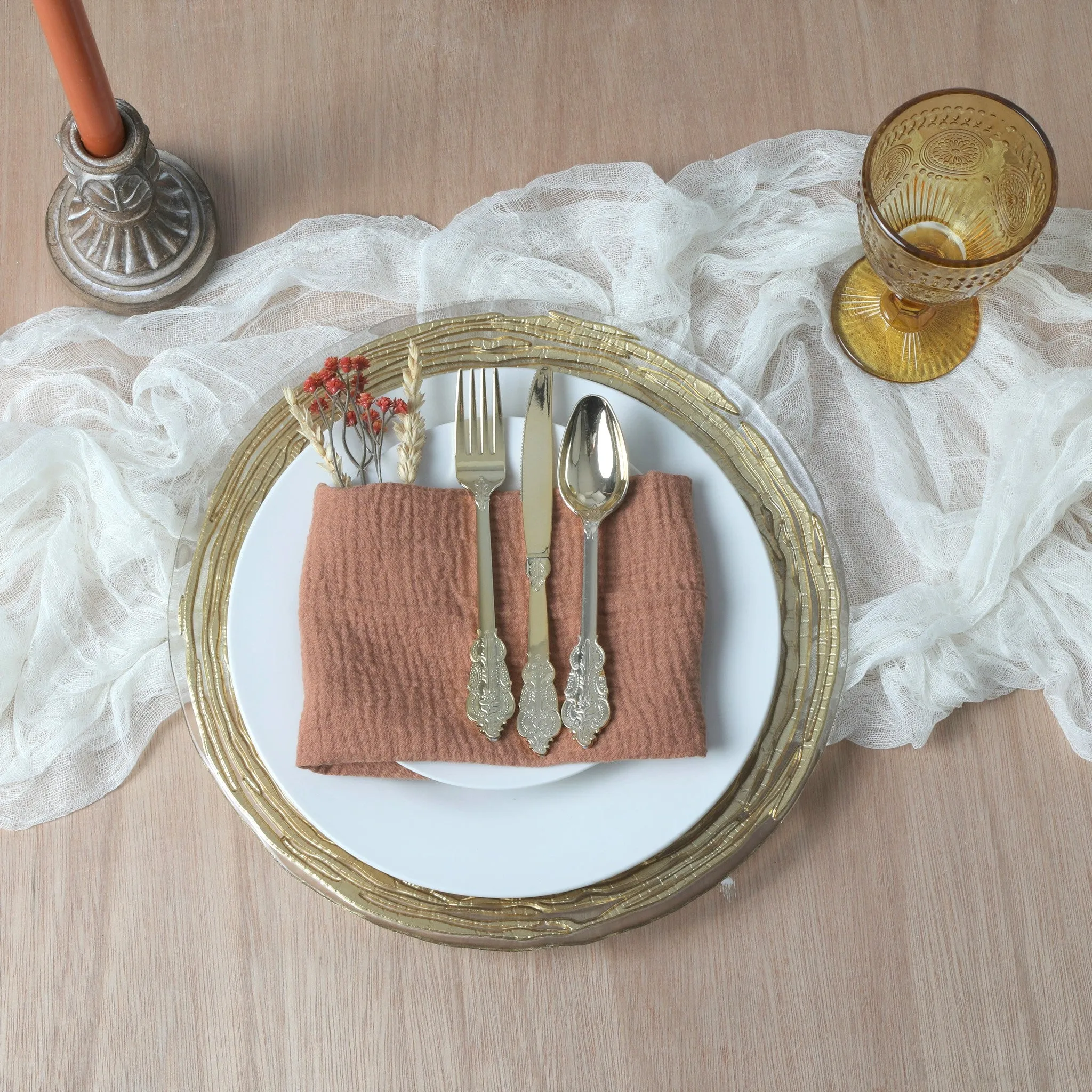 Cotton Gauze Crinkle Napkins 16"x16" (5 pcs/pk) - Terracotta