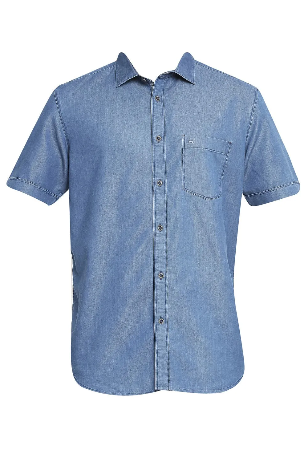 Cotton Polyester Indigo Halfsleeves Shirt