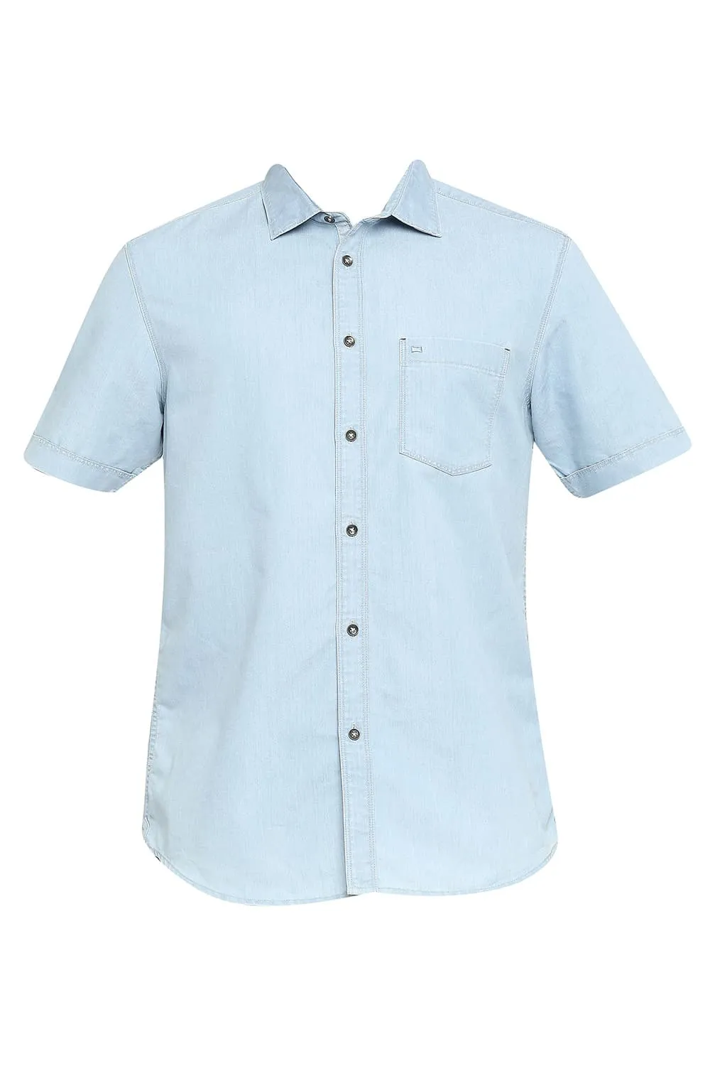 Cotton Polyester Indigo Halfsleeves Shirt