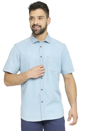 Cotton Polyester Indigo Halfsleeves Shirt