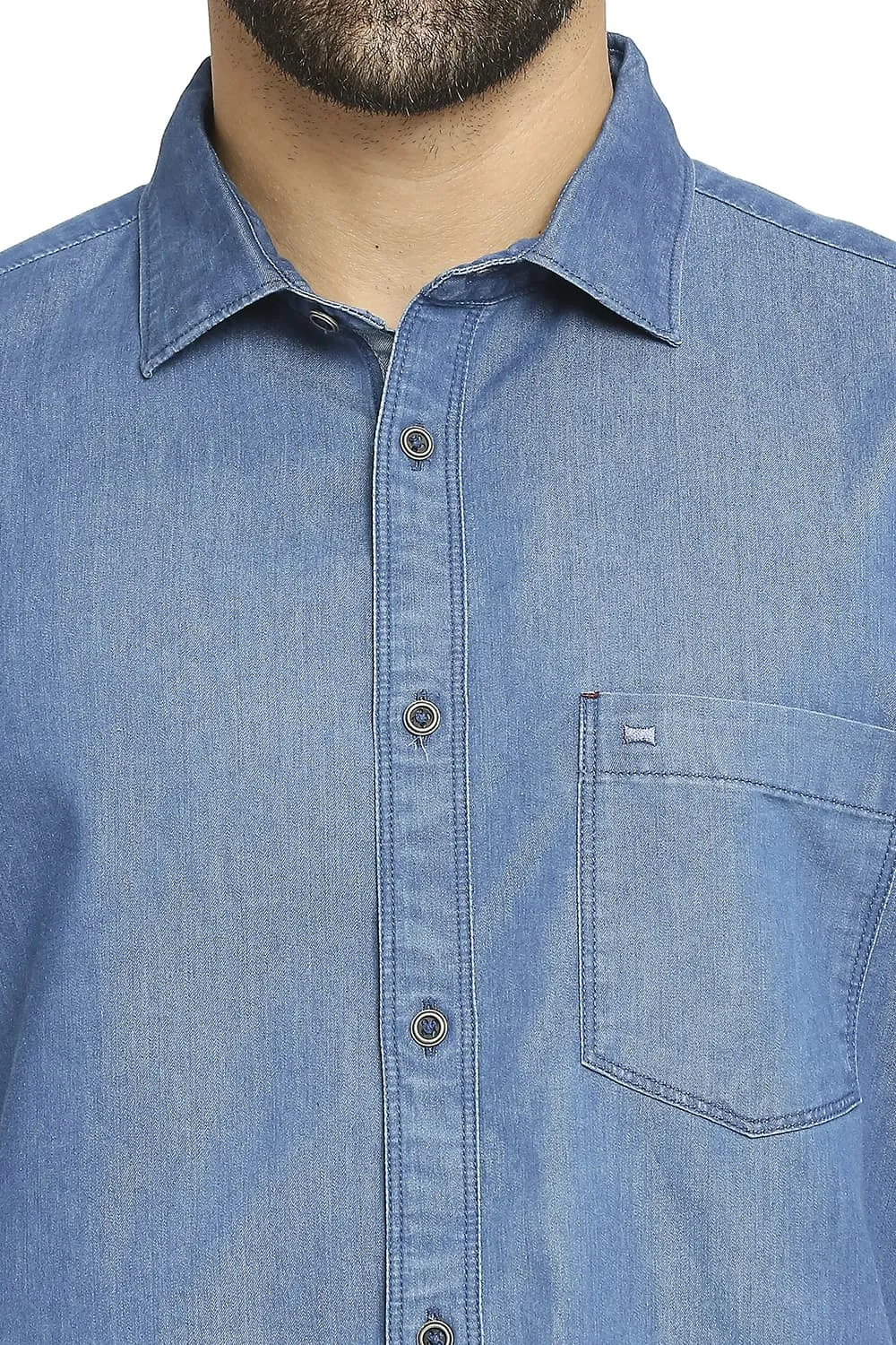 Cotton Polyester Indigo Halfsleeves Shirt