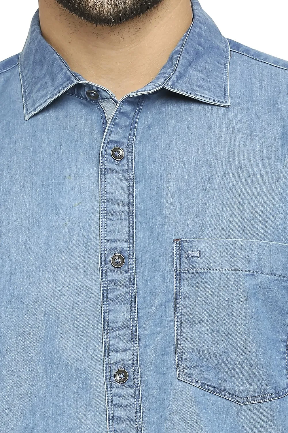 Cotton Polyester Indigo Halfsleeves Shirt