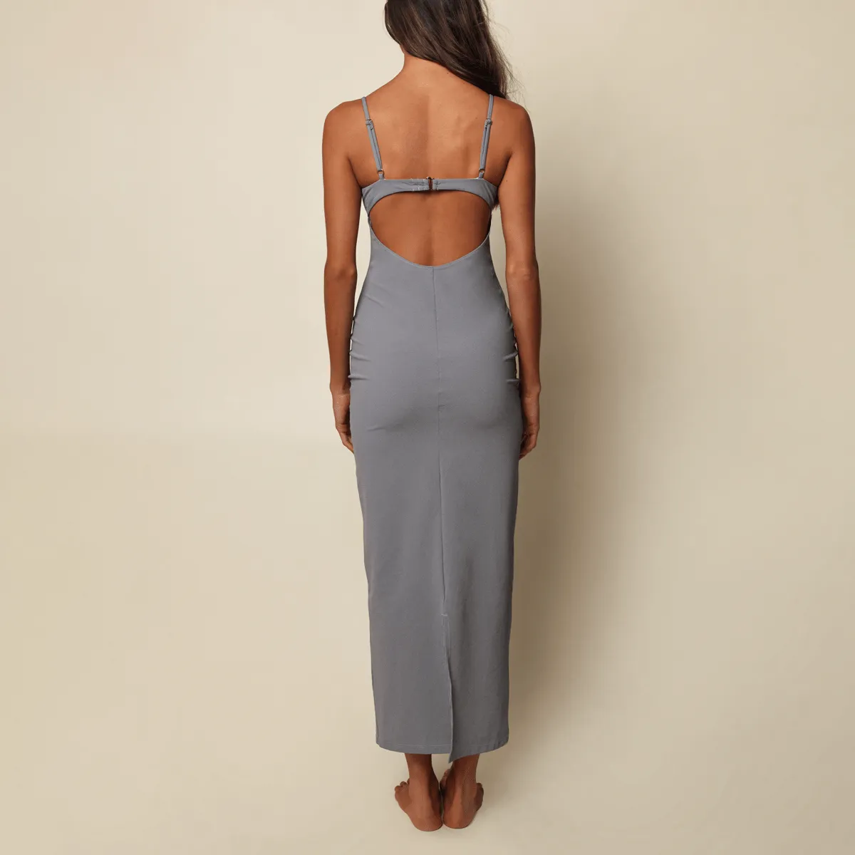 Dark Denim Petal Long Slip Dress