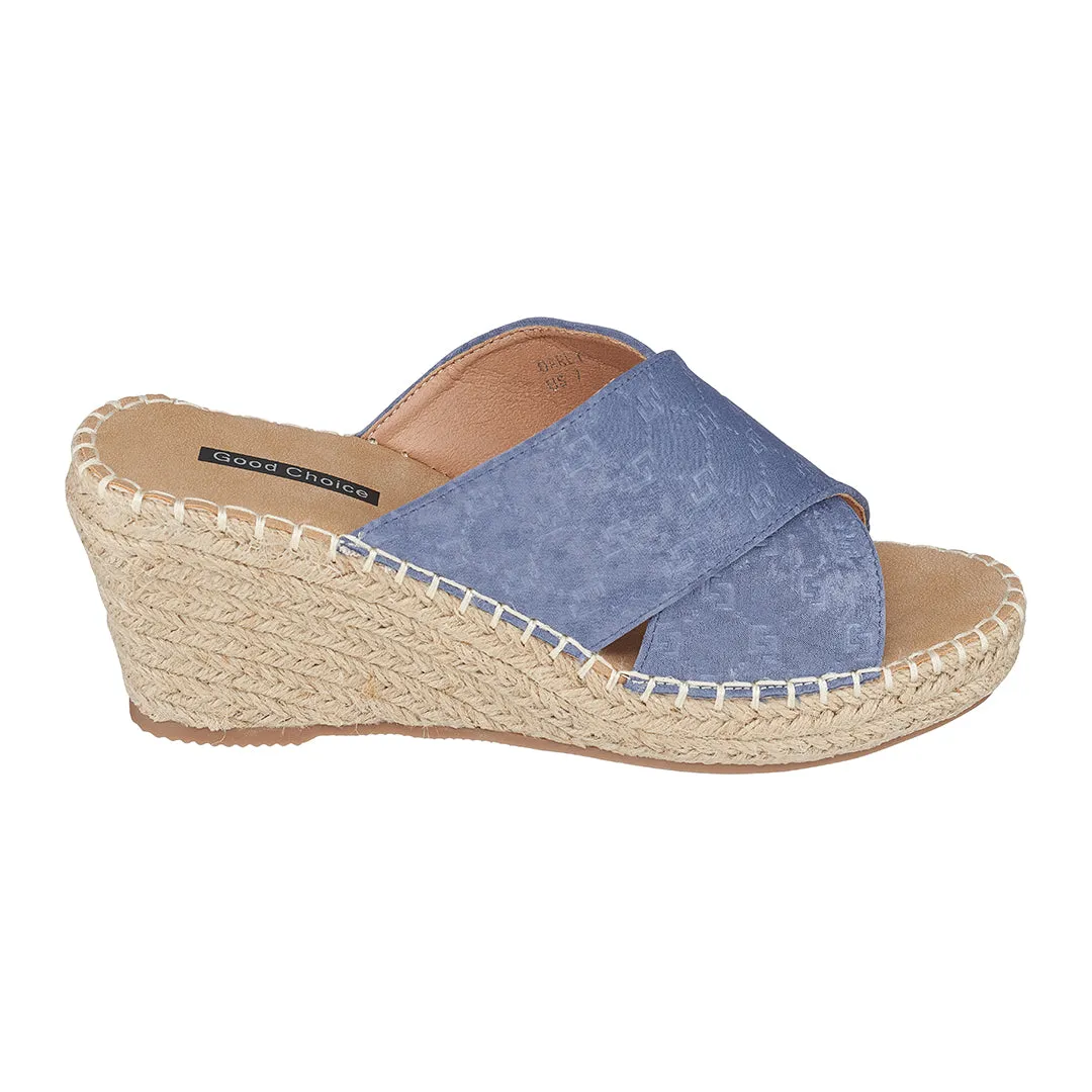 Darline Blue Espadrille Wedge Sandals