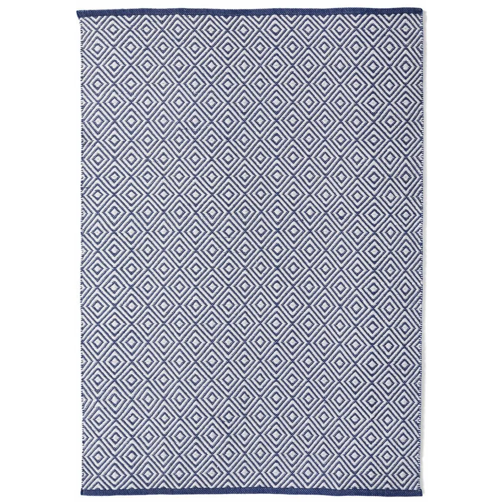 Diamond Washable Rug Navy