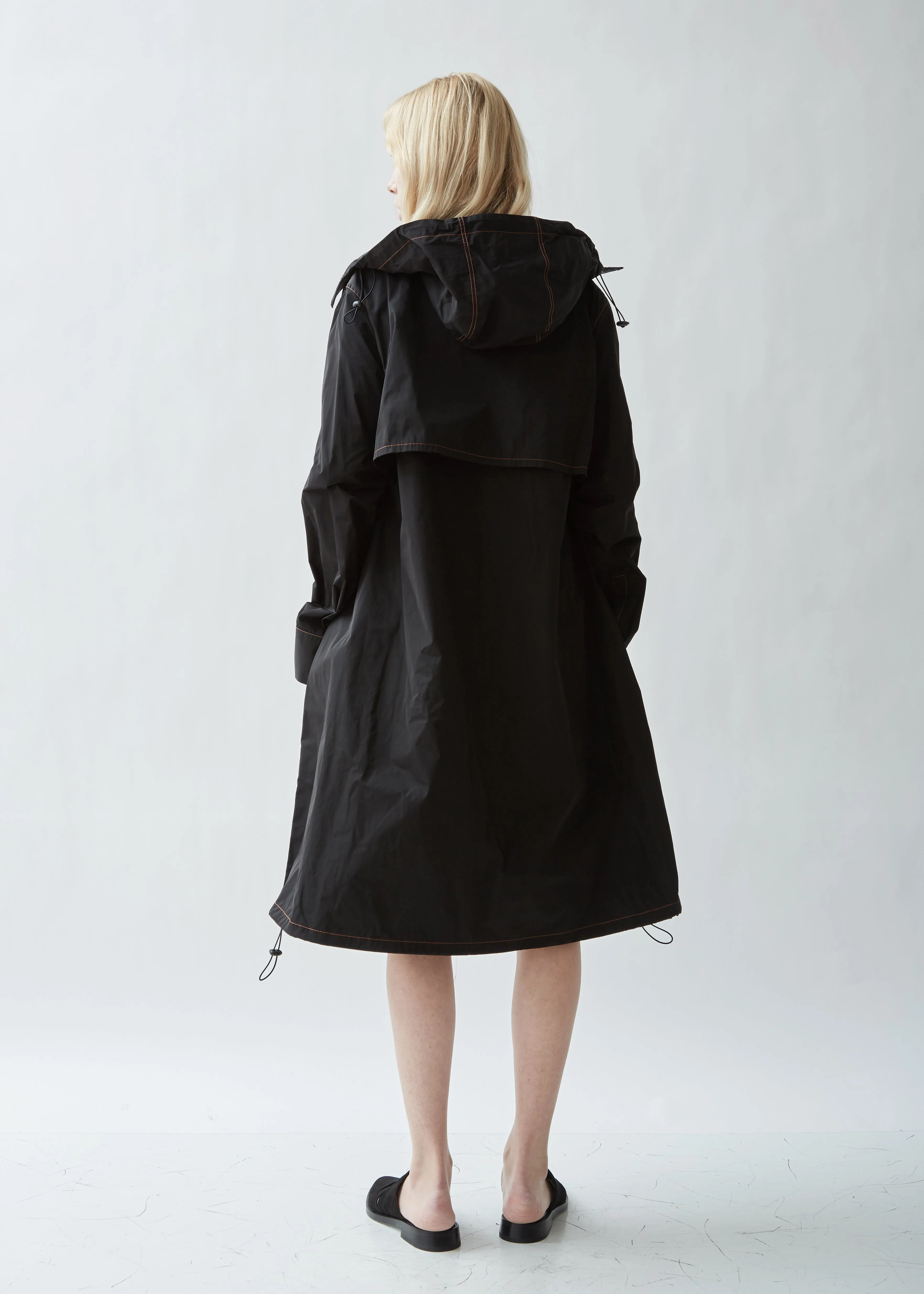 Drawstring Hooded Trench Coat