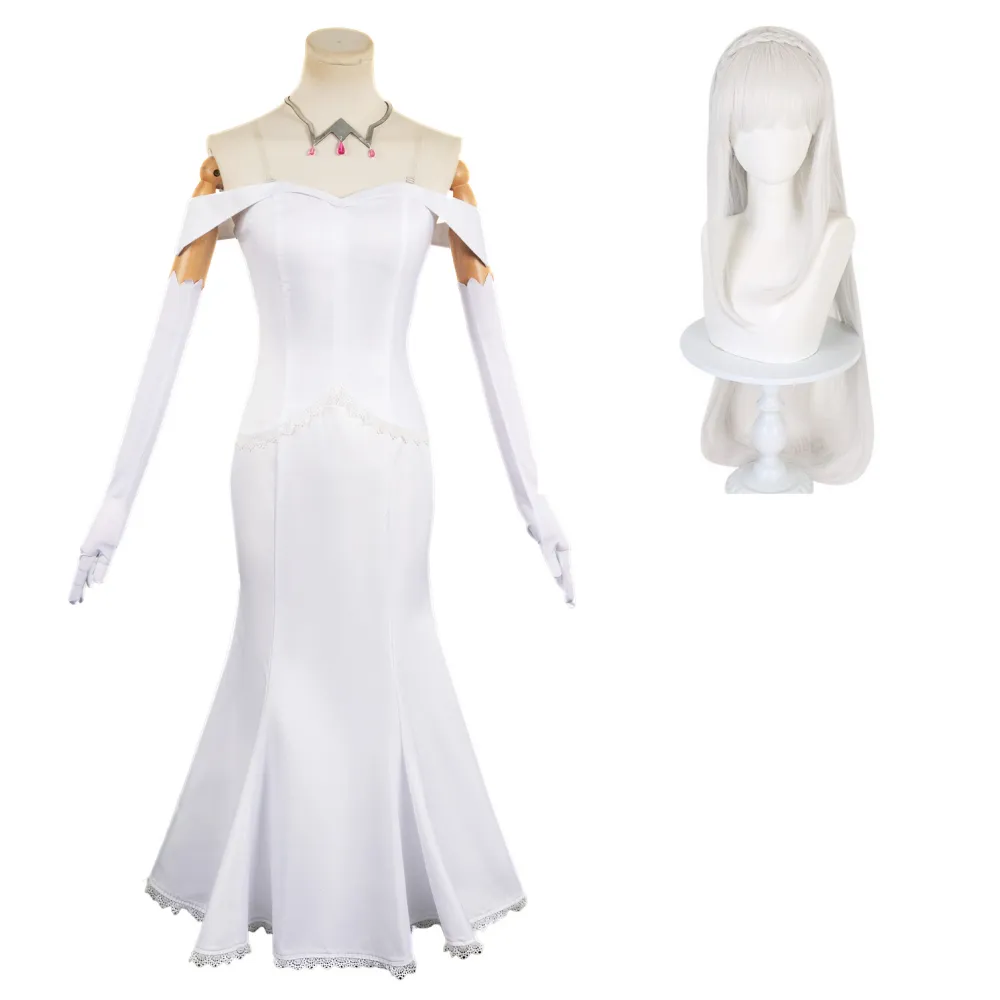 Emilia Women White Dress Party Carnival Halloween Cosplay Costume