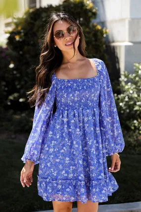 FINAL SALE - Extraordinary Impression Blue Floral Mini Dress