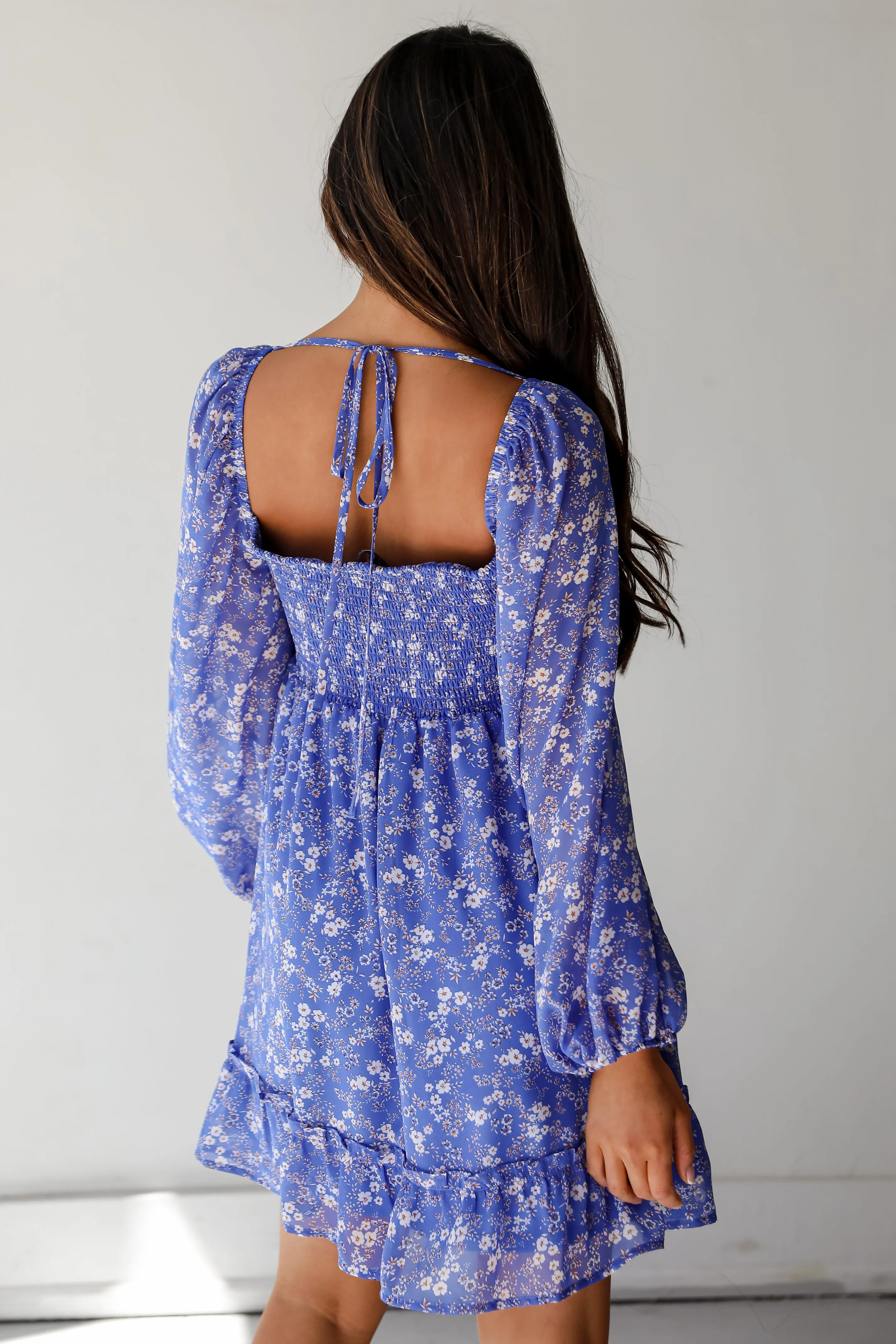 FINAL SALE - Extraordinary Impression Blue Floral Mini Dress