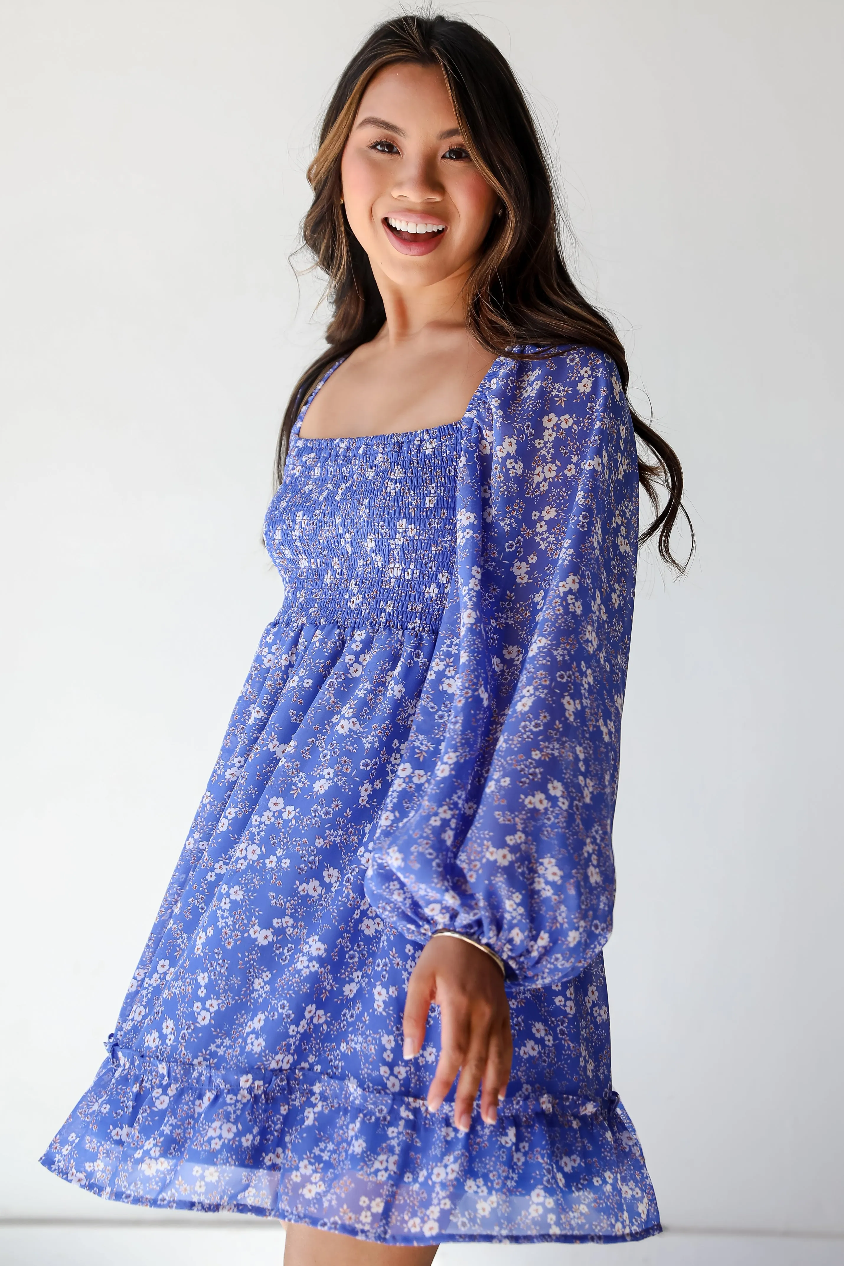 FINAL SALE - Extraordinary Impression Blue Floral Mini Dress