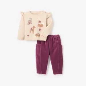 Forest Family Sweater   Velvet Pant Set