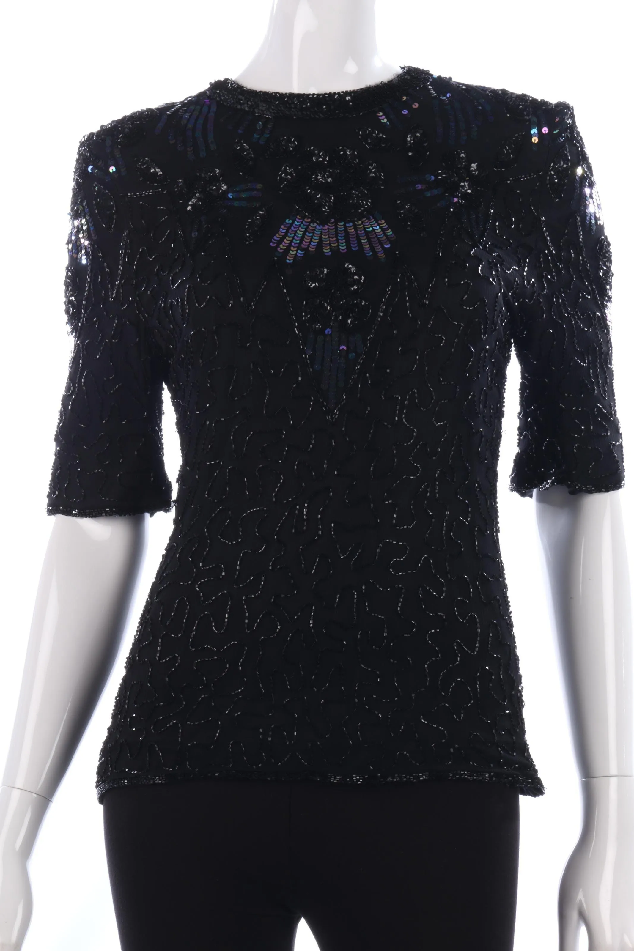 Frank Usher black beaded top size 10